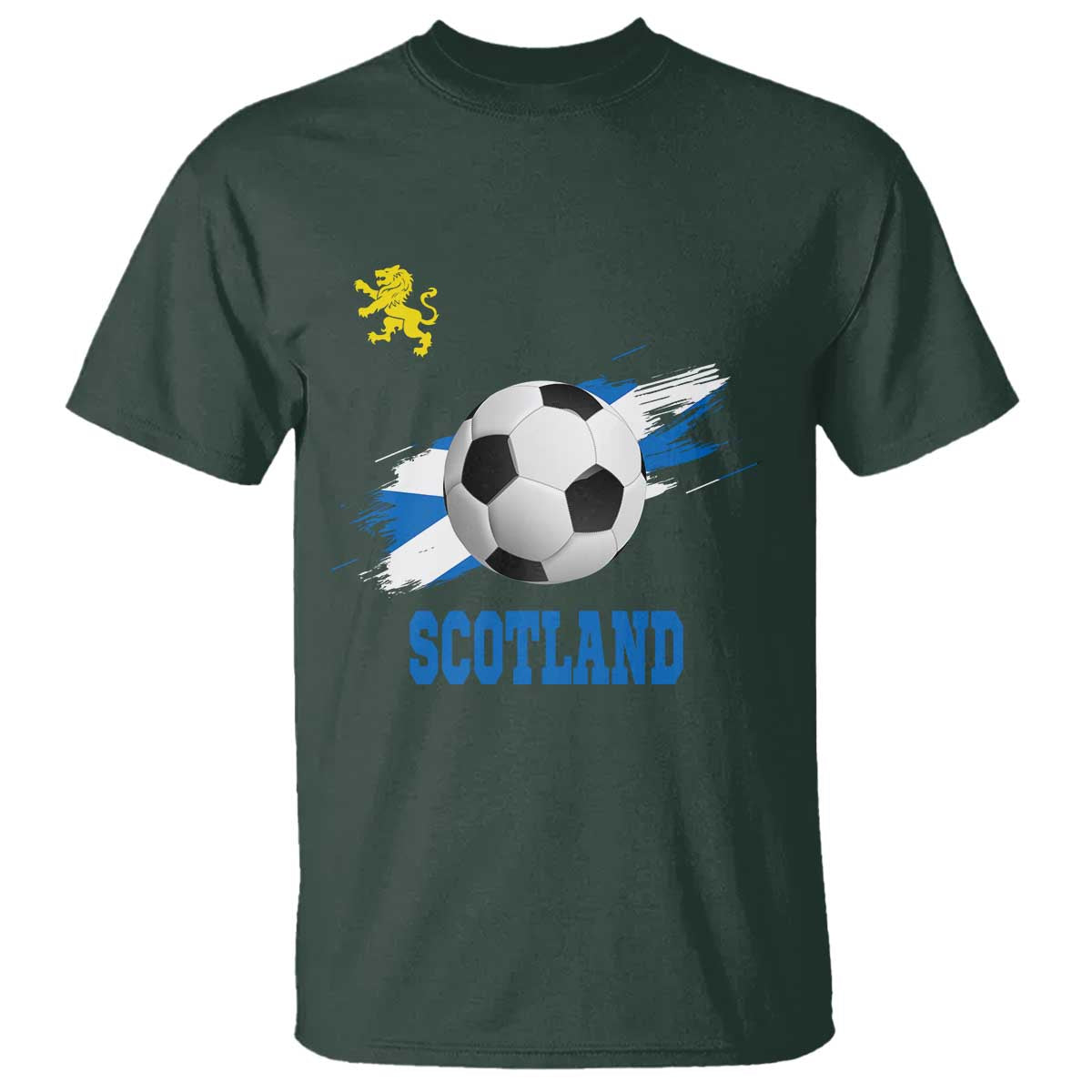 Scotland Soccer Flag T Shirt Scottish Football Fans Pride TS02 Dark Forest Green Print Your Wear