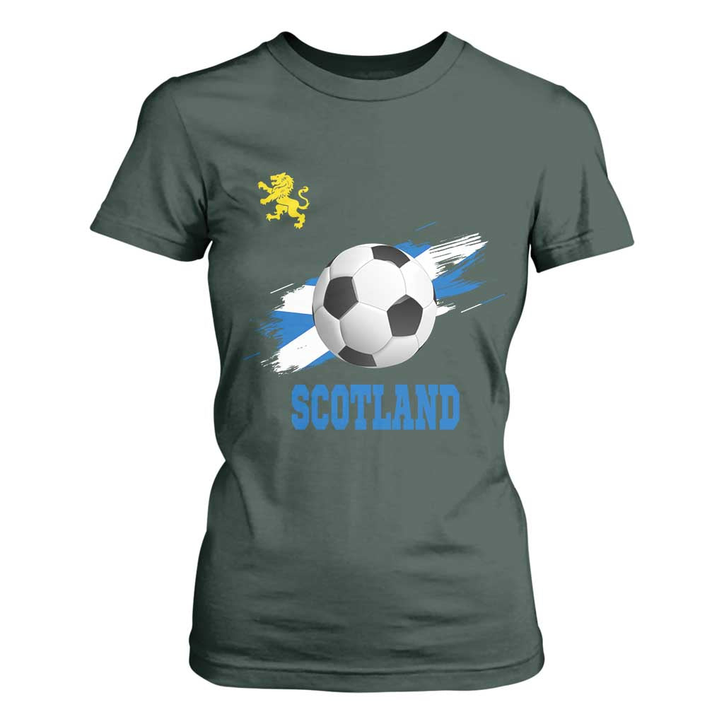 Scotland Soccer Flag T Shirt For Women Scottish Football Fans Pride TS02 Dark Forest Green Print Your Wear