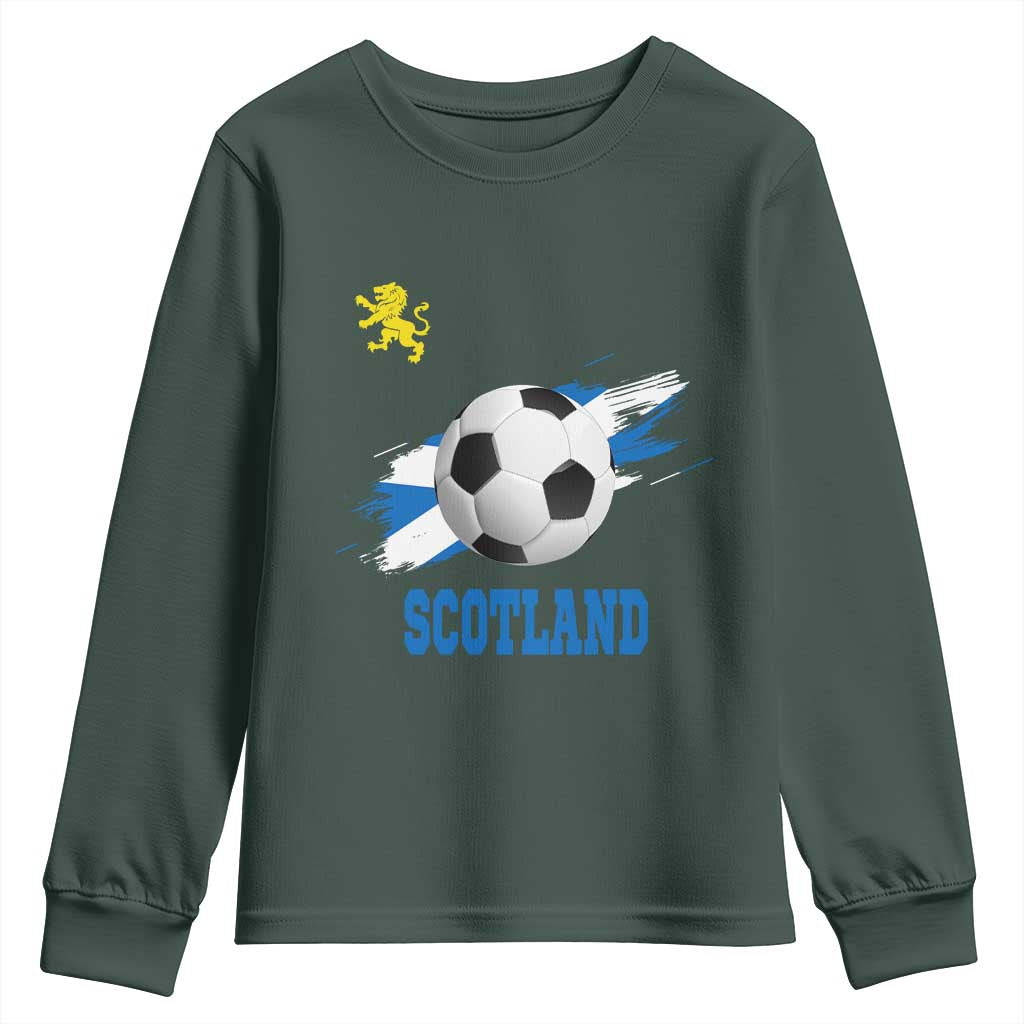 Scotland Soccer Flag Youth Sweatshirt Scottish Football Fans Pride TS02 Dark Forest Green Print Your Wear
