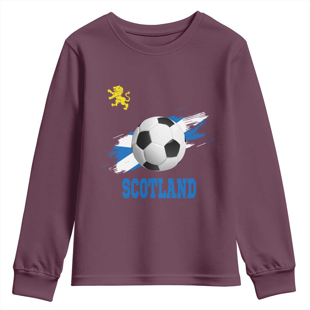 Scotland Soccer Flag Youth Sweatshirt Scottish Football Fans Pride TS02 Maroon Print Your Wear