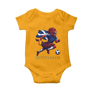 Scottish Lion Football Baby Onesie Brave Lion in Kilt with Flag Cape Pride TS02 Gold Print Your Wear