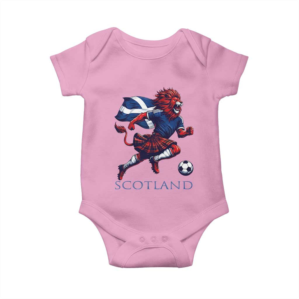Scottish Lion Football Baby Onesie Brave Lion in Kilt with Flag Cape Pride TS02 Light Pink Print Your Wear