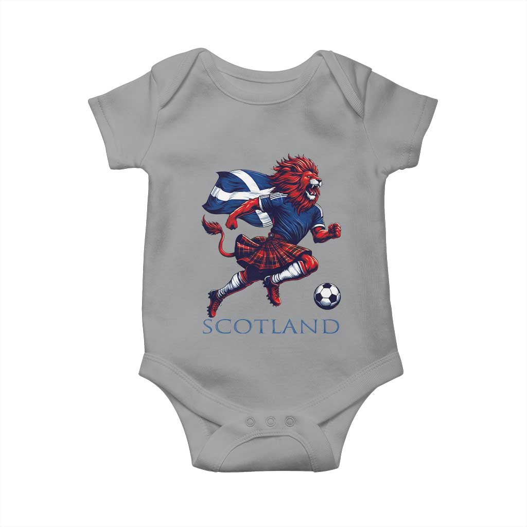 Scottish Lion Football Baby Onesie Brave Lion in Kilt with Flag Cape Pride TS02 Sport Gray Print Your Wear