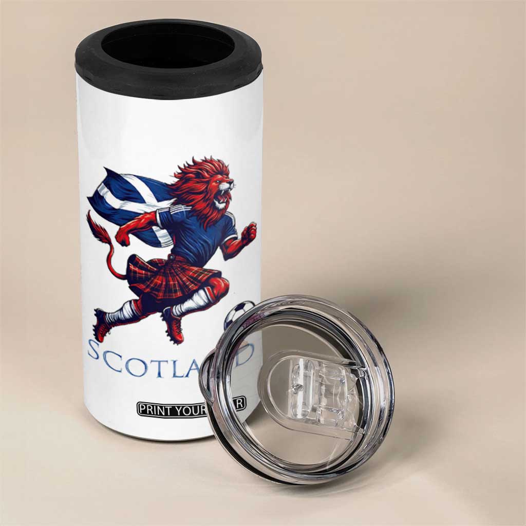 Scottish Lion Football 4 in 1 Can Cooler Tumbler Brave Lion in Kilt with Flag Cape Pride TS02 Print Your Wear