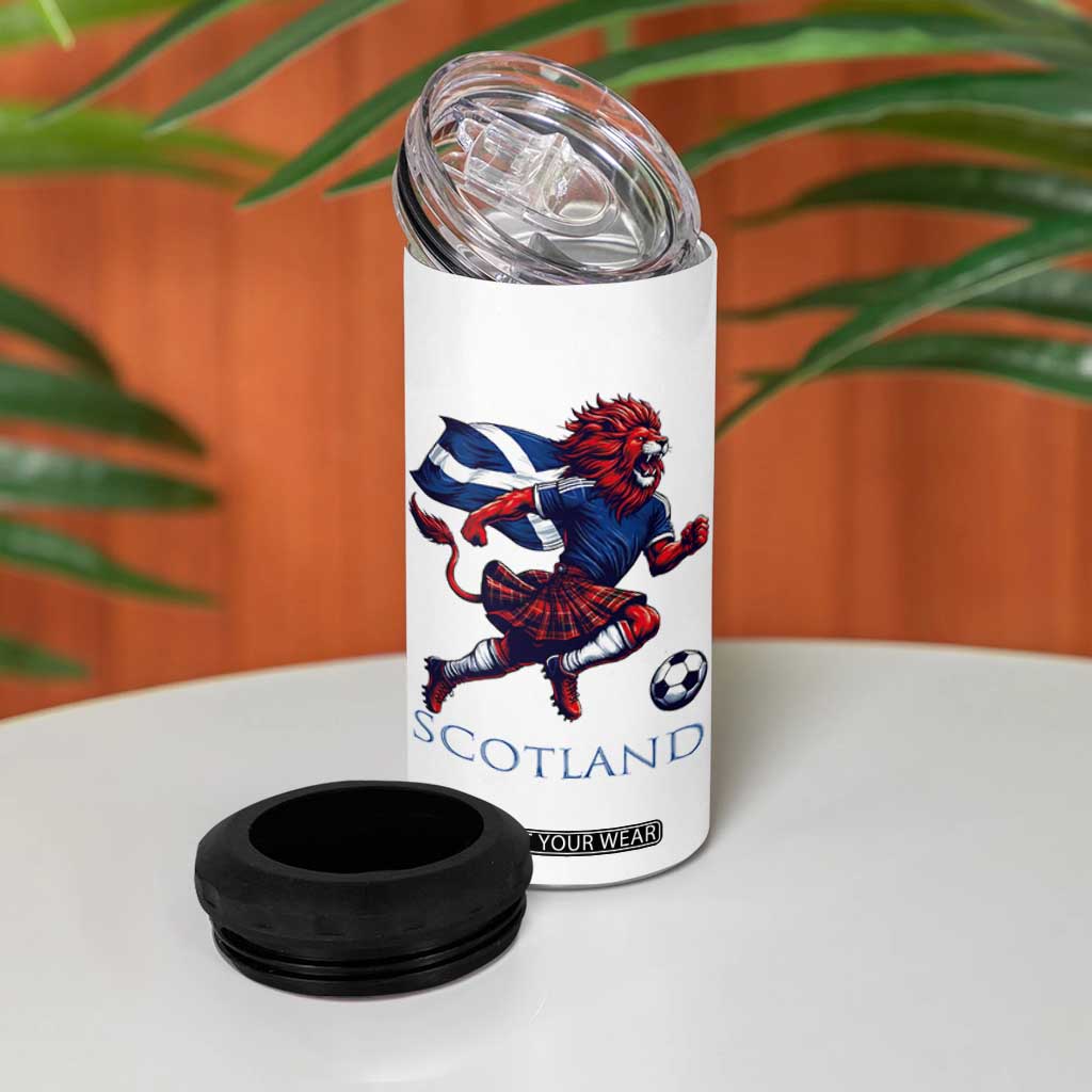 Scottish Lion Football 4 in 1 Can Cooler Tumbler Brave Lion in Kilt with Flag Cape Pride TS02 Print Your Wear
