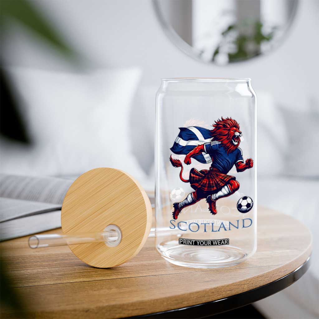 Scottish Lion Football Glass Can Brave Lion in Kilt with Flag Cape Pride TS02 Print Your Wear