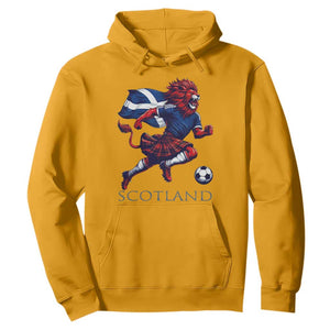 Scottish Lion Football Hoodie Brave Lion in Kilt with Flag Cape Pride TS02 Gold Print Your Wear