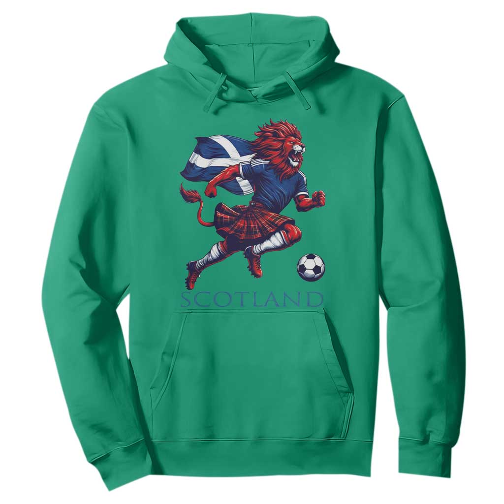 Scottish Lion Football Hoodie Brave Lion in Kilt with Flag Cape Pride TS02 Irish Green Print Your Wear
