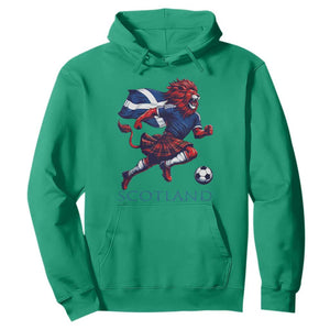 Scottish Lion Football Hoodie Brave Lion in Kilt with Flag Cape Pride TS02 Irish Green Print Your Wear