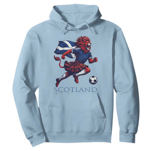 Scottish Lion Football Hoodie Brave Lion in Kilt with Flag Cape Pride TS02 Light Blue Print Your Wear