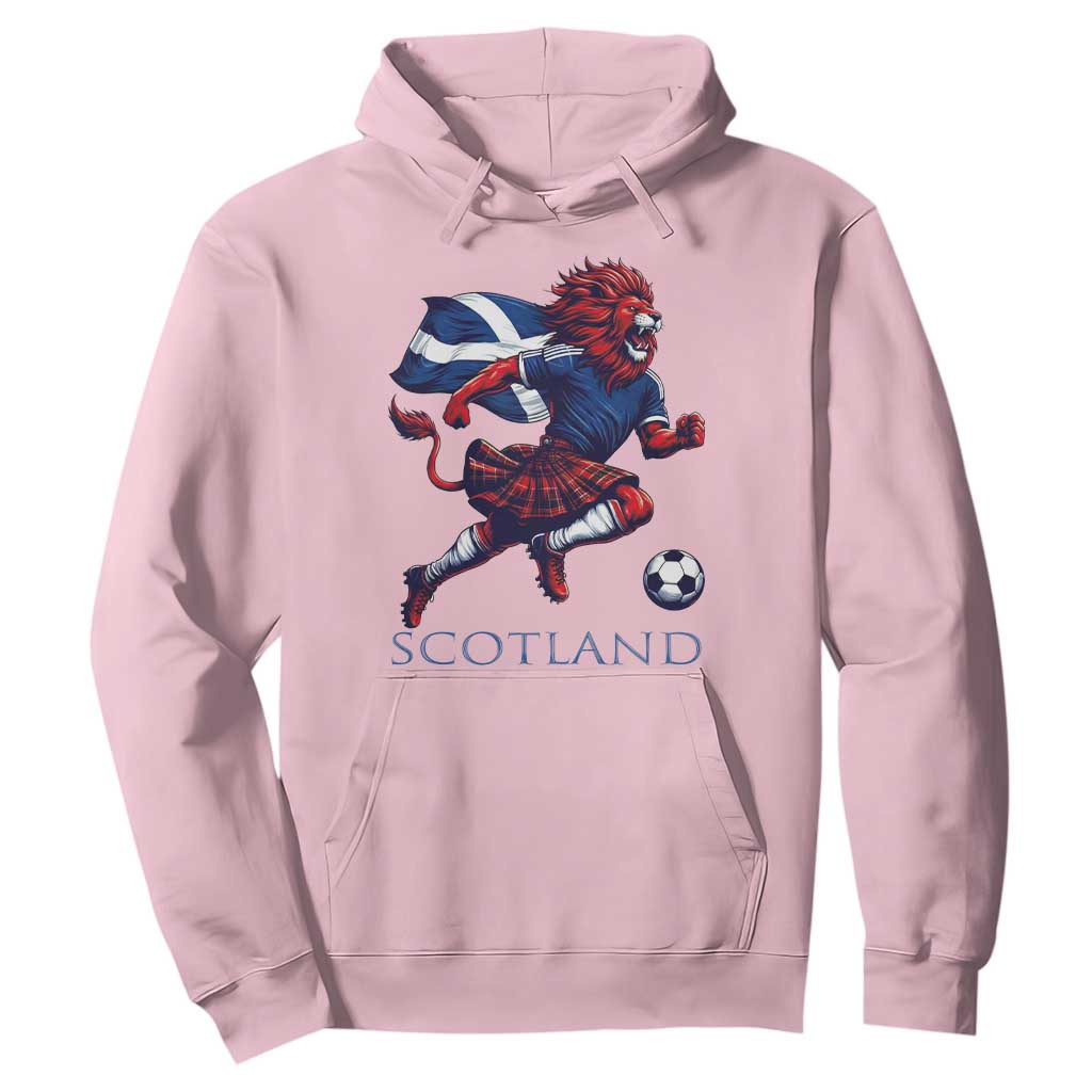 Scottish Lion Football Hoodie Brave Lion in Kilt with Flag Cape Pride TS02 Light Pink Print Your Wear