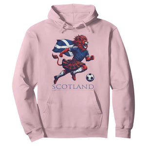Scottish Lion Football Hoodie Brave Lion in Kilt with Flag Cape Pride TS02 Light Pink Print Your Wear