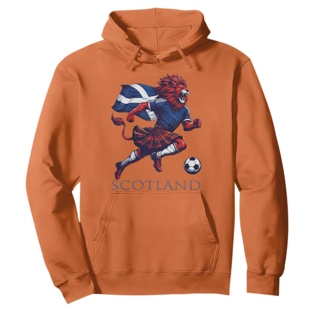 Scottish Lion Football Hoodie Brave Lion in Kilt with Flag Cape Pride TS02 Orange Print Your Wear
