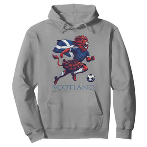 Scottish Lion Football Hoodie Brave Lion in Kilt with Flag Cape Pride TS02 Sport Gray Print Your Wear