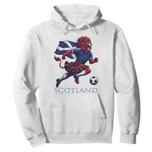 Scottish Lion Football Hoodie Brave Lion in Kilt with Flag Cape Pride TS02 White Print Your Wear