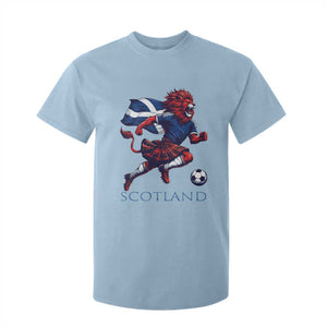 Scottish Lion Football T Shirt For Kid Brave Lion in Kilt with Flag Cape Pride TS02 Light Blue Print Your Wear