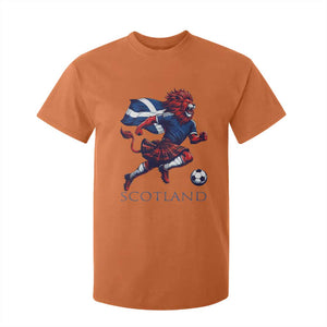 Scottish Lion Football T Shirt For Kid Brave Lion in Kilt with Flag Cape Pride TS02 Orange Print Your Wear