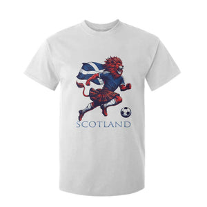 Scottish Lion Football T Shirt For Kid Brave Lion in Kilt with Flag Cape Pride TS02 White Print Your Wear
