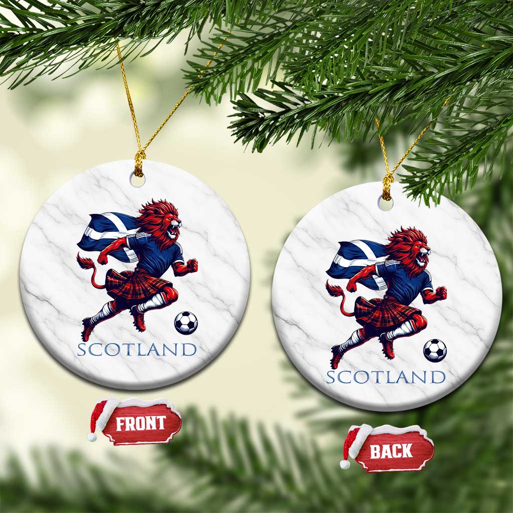 Scottish Lion Football Ceramic Ornament Brave Lion in Kilt with Flag Cape Pride TS02 1pc White Marble Print Your Wear