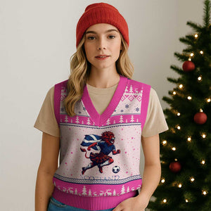 Scottish Lion Football V-Neck Knit Sweater Vest Brave Lion in Kilt with Flag Cape Pride TS02 Hot Pink Print Your Wear
