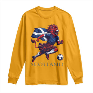 Scottish Lion Football Long Sleeve Shirt Brave Lion in Kilt with Flag Cape Pride TS02 Gold Print Your Wear