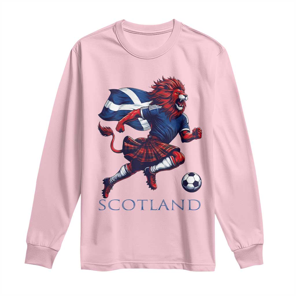 Scottish Lion Football Long Sleeve Shirt Brave Lion in Kilt with Flag Cape Pride TS02 Light Pink Print Your Wear
