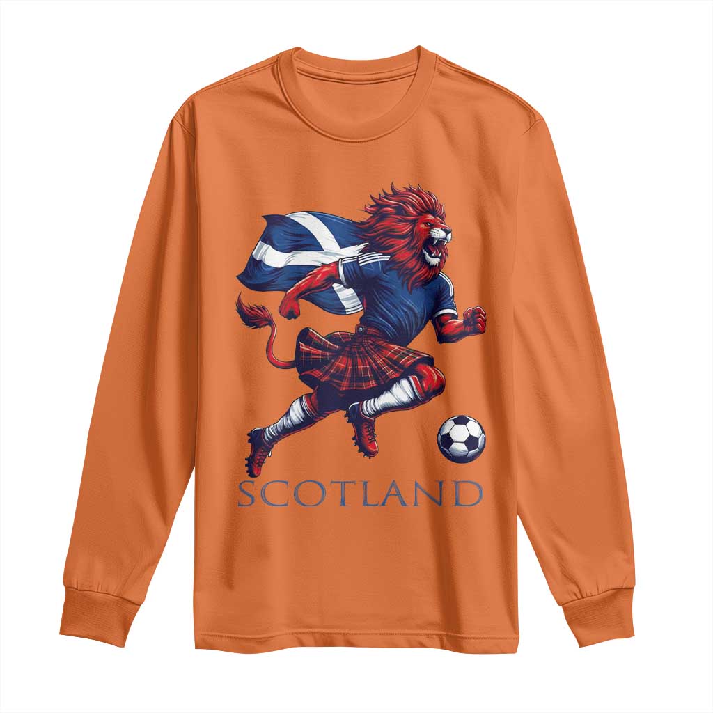 Scottish Lion Football Long Sleeve Shirt Brave Lion in Kilt with Flag Cape Pride TS02 Orange Print Your Wear