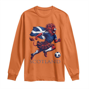 Scottish Lion Football Long Sleeve Shirt Brave Lion in Kilt with Flag Cape Pride TS02 Orange Print Your Wear