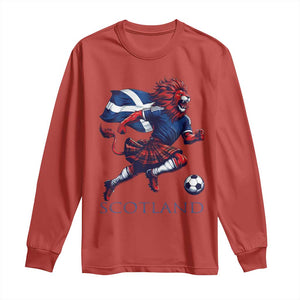 Scottish Lion Football Long Sleeve Shirt Brave Lion in Kilt with Flag Cape Pride TS02 Red Print Your Wear