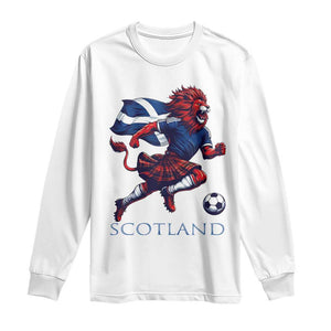 Scottish Lion Football Long Sleeve Shirt Brave Lion in Kilt with Flag Cape Pride TS02 White Print Your Wear