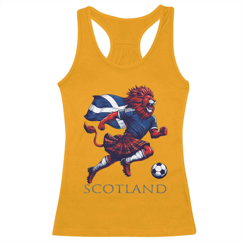 Scottish Lion Football Racerback Tank Top Brave Lion in Kilt with Flag Cape Pride TS02 Gold Print Your Wear