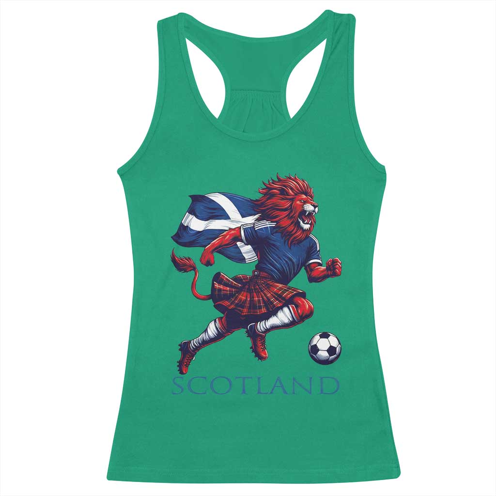 Scottish Lion Football Racerback Tank Top Brave Lion in Kilt with Flag Cape Pride TS02 Irish Green Print Your Wear