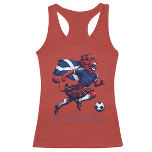 Scottish Lion Football Racerback Tank Top Brave Lion in Kilt with Flag Cape Pride TS02 Red Print Your Wear