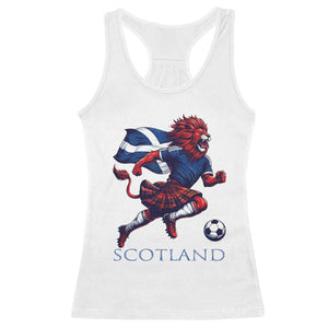 Scottish Lion Football Racerback Tank Top Brave Lion in Kilt with Flag Cape Pride TS02 White Print Your Wear