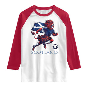 Scottish Lion Football Raglan Shirt Brave Lion in Kilt with Flag Cape Pride TS02 White Red Print Your Wear