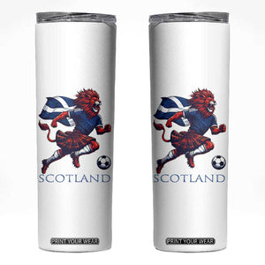 Scottish Lion Football Skinny Tumbler Brave Lion in Kilt with Flag Cape Pride TS02 White Print Your Wear