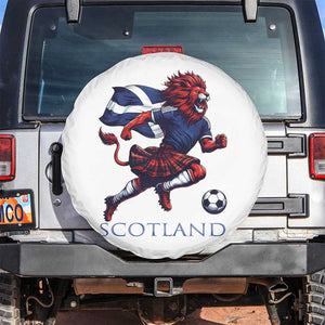 Scottish Lion Football Spare Tire Cover Brave Lion in Kilt with Flag Cape Pride TS02 No hole White Print Your Wear