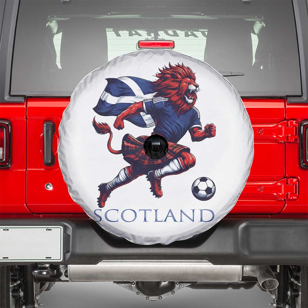 Scottish Lion Football Spare Tire Cover Brave Lion in Kilt with Flag Cape Pride TS02 White Print Your Wear