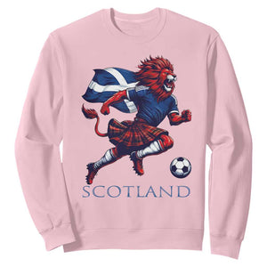 Scottish Lion Football Sweatshirt Brave Lion in Kilt with Flag Cape Pride TS02 Light Pink Print Your Wear