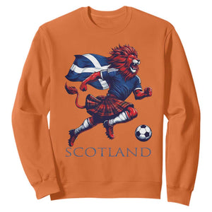 Scottish Lion Football Sweatshirt Brave Lion in Kilt with Flag Cape Pride TS02 Orange Print Your Wear