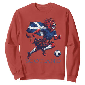 Scottish Lion Football Sweatshirt Brave Lion in Kilt with Flag Cape Pride TS02 Red Print Your Wear