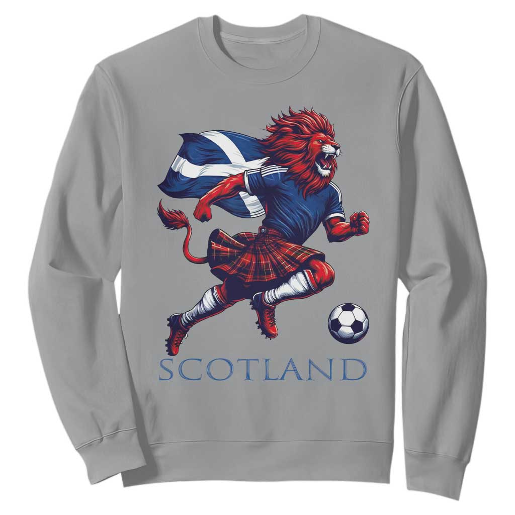 Scottish Lion Football Sweatshirt Brave Lion in Kilt with Flag Cape Pride TS02 Sport Gray Print Your Wear