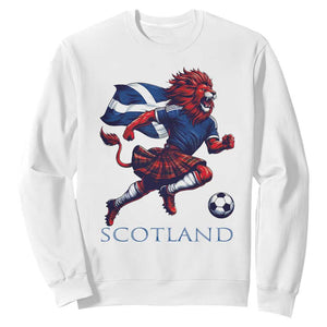 Scottish Lion Football Sweatshirt Brave Lion in Kilt with Flag Cape Pride TS02 White Print Your Wear