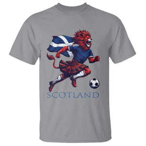 Scottish Lion Football T Shirt Brave Lion in Kilt with Flag Cape Pride TS02 Sport Gray Print Your Wear
