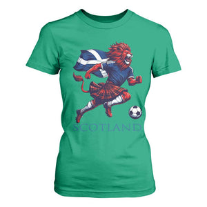 Scottish Lion Football T Shirt For Women Brave Lion in Kilt with Flag Cape Pride TS02 Irish Green Print Your Wear