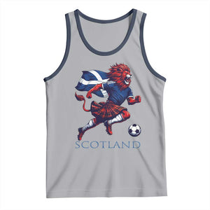 Scottish Lion Football Tank Top Brave Lion in Kilt with Flag Cape Pride TS02 Athletic Heather Navy Print Your Wear