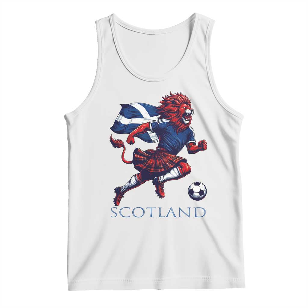 Scottish Lion Football Tank Top Brave Lion in Kilt with Flag Cape Pride TS02 White Print Your Wear