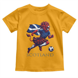 Scottish Lion Football Toddler T Shirt Brave Lion in Kilt with Flag Cape Pride TS02 Gold Print Your Wear