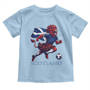 Scottish Lion Football Toddler T Shirt Brave Lion in Kilt with Flag Cape Pride TS02 Light Blue Print Your Wear