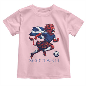 Scottish Lion Football Toddler T Shirt Brave Lion in Kilt with Flag Cape Pride TS02 Light Pink Print Your Wear